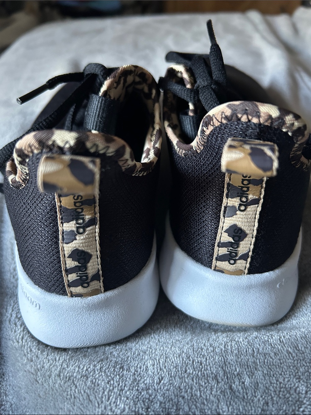 adidas Black Sneakers with Leopard Print Collar - Picture 4 of 6